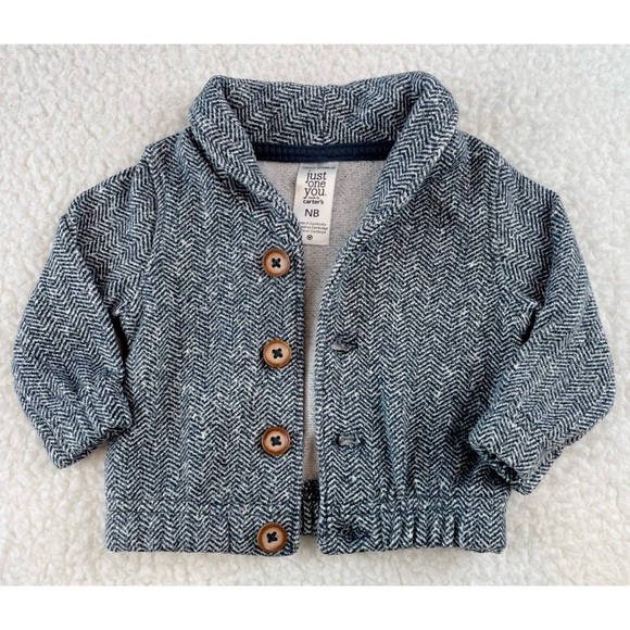 CARTER’S • Black/White Herringbone Collared Cardigan - Picture 13 of 13